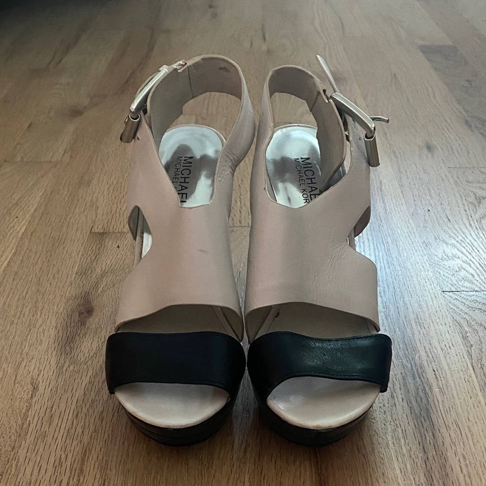 Michael Kors Black and White Platform Sandals